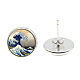 Picture Glass Stud Earrings EJEW-O088-73-2