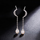 SHEGRACE Awesome 925 Sterling Silver Dangling Moon with Shell Pearl Stud Earrings JE387A-2