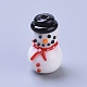 手作りランプワークビーズ  漫画のクリスマス雪だるま  ホワイト  21.2x12.2x11mm  穴：1.4mm LAMP-I020-19-2