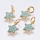 Brass Micro Pave Cubic Zirconia Charms RB-I077-21G-RS-1