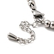 304 Stainless Steel Crown Charm Bracelet with 201 Stainless Steel Round Beads for Women BJEW-B057-23P-4
