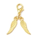 合金の翼ペンダント装飾  合金製カニカン付き  ゴールドカラー  35mm  10個/セット HJEW-JM01309-01-2