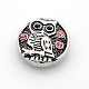 Flat Round Carved Owl Zinc Alloy Enamel Jewelry Snap Buttons SNAP-N010-58-NR-1