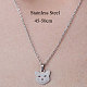 201 Stainless Steel Cat Pendant Necklace NJEW-OY001-23-3