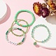 4 braccialetti elasticizzati con perline in vetro stile 4 e argilla polimerica con ciondoli a forma di trifoglio BJEW-TA00305-5