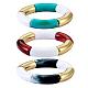 Set di bracciali elastici con perline tubolari curve grosse e colorate opache BJEW-SW00017-1