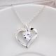 Simple Silver Color Plated Brass Cubic Zirconia Heart Pendant Necklaces For Women NJEW-BB12975-3