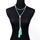 Adjustable Glass Beaded Lariat Necklaces NJEW-E077-A06-4