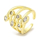 Real 18K Gold Plated Brass Micro Pave Clear Cubic Zirconia Open Cuff Rings RJEW-G303-01D-G-1