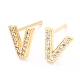 Brass Micro Pave Clear Cubic Zirconia Stud Earrings EJEW-O103-16G-1