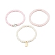 3pcs bracelets extensibles heishi surfeur en argile polymère faits à la main sertis de perles de verre BJEW-JB08072-05-4