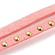スエード調コード  ゴールデントーン合金リベット付き  パンクロックジュエリーには  ピンク  5x2.5mm  約5.46ヤード（5m）/ロール LW-Q016-5mm-1038-3