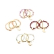 3個3スタイルの天然宝石と合成ヘマタイトストレッチリングセット  女性のための月と真鍮のスターチャームリング  ゴールドカラー  usサイズ10 1/4(19.9mm)  1個/スタイル RJEW-JR00452-1