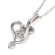304 Stainless Steel Heart Pendant Necklace with Clear Cubic Zirconia for Women NJEW-G019-05P-2