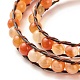 Natural Carnelian Round Beads 2 Raw Wrap Bracelet BJEW-JB07169-03-5