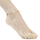 Cavigliera a maglie di perle naturali con catene in pannocchia di ottone da donna AJEW-AN00524-3