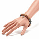 Natural Wenge Wood & Gemstone Beaded Stretch Bracelet with Hamsa Hand with Evil Eye Charm BJEW-JB07819-3
