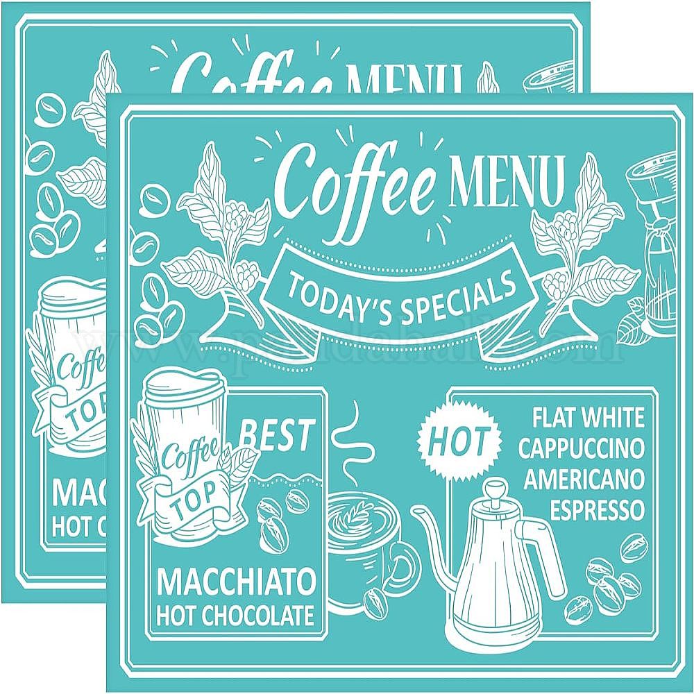 Wholesale OLYCRAFT 2 Pcs Coffee Silk Screen Stencils"Coffee Menu" Self