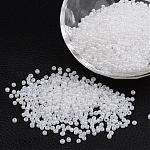 12/0 Ceylon Round Glass Seed Beads, White, Size: about 2mm in diameter, hole:1mm, about 3303pcs/50g