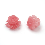 Shell Beads, Imitation Jade, Dyed, Curved, Flower, Light Coral, 13x13x9.5mm, Hole: 1.8mm