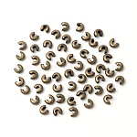 Eisen Crimpperlen Abdeckungen, cadmiumfrei und bleifrei, Antik Bronze Farbe, Größe: ca. 3mm Durchmesser, Bohrung: 1.2~1.5 mm