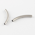 304 Stainless Steel Tube Beads, Stainless Steel Color, 40x4mm, Hole: 3mm