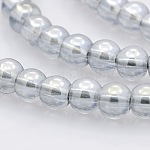 Brillo nacarado cuentas redondas de vidrio chapado hebras, gainsboro, 6mm, agujero: 1 mm, aproximamente 69 pcs / cadena, 16.1 pulgada