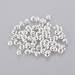 Couvre-perles d'extrémité de sertissage en laiton plaqué couleur argent pour la fabrication de bijoux, sans nickel, taille: environ 3mm de diamètre, Trou: 1.2~1.5mm