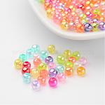 Perles d'acrylique de couleur ab transparentes, ronde, couleur mixte, 4mm, Trou: 1.5mm