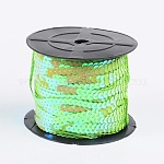 Rollos de cadena de lentejuelas / paillette de plástico, color de ab, verde claro, 6mm