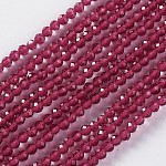Chapelets de perles en verre, facette, ronde, rouge violet pâle, 2x2mm, Trou: 0.4mm, Environ 193~197 pcs/chapelet, 14.17 pouce ~ 15.51 pouces (36~39.4 cm)