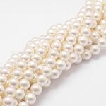 Shell-Perle Perle Stränge, lose Perlen für die Schmuckherstellung, Klasse A, Runde, Blumenweiß, 8 mm, Bohrung: 1 mm, ca. 47 Stk. / Strang, 15.5 Zoll