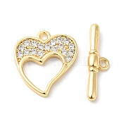 Brass Micro Pave Clear Cubic Zirconia Toggle Clasps KK-P234-61G