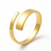 Chapado en iones (ip) 304 anillo de puño abierto rectangular de acero inoxidable para mujer RJEW-B027-02G
