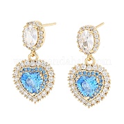 Серьги-гвоздики из латуни с небесно-голубым стеклом EJEW-Q800-11KCG