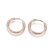 Серьги-кольца Huggie Hoop из нержавеющей стали 304 с ионным покрытием (IP) EJEW-F111-16mm-RG