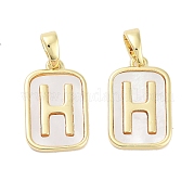 Прямоугольные подвески из латуни из натуральной ракушки KK-C051-25G