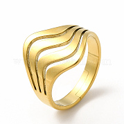 Ion Plating(IP) 304 Stainless Steel Wave Adjustable Ring for Women RJEW-B027-05G