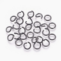 304 Stainless Steel Open Jump Rings, Electrophoresis Black, 18 Gauge,  7x1mm, Inner Diameter: 5mm