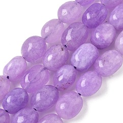 Chapelets de perles en jade de malaisie naturelle, ovale, teinte, lilas, 11~13x9~10x8.5~10mm, Trou: 1mm, Environ 16 pcs/chapelet, 7.28~7.48 pouce (18.5~19 cm)