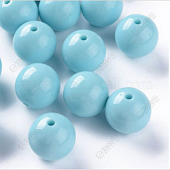 Perline acrilico opaco, tondo, cielo blu, 16x15mm, Foro: 2.8 mm, circa 220pcs/500g