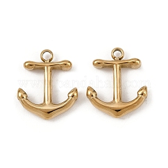 Dijes de acero inoxidable 304, dije de ancla de barco, real 14k chapado en oro, 13x11x2.5mm, agujero: 1.6 mm
