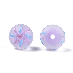 Perle di smalto acrilico smerigliato, perline in perline, tondo, lilla, 14~15x13mm, Foro: 2 mm