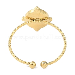 Ionenplattierung (IP) 304 Edelstahl Emaille ovale Manschette Fingerringe&nbsp;RJEW-L107-076B-G