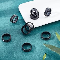 10 Stück geriffelte Fingerringfassungen aus Edelstahl&nbsp;STAS-UN0039-22D