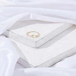1 bague ouverte en laiton micro pavée avec zircone cubique transparente pour femme&nbsp;RJEW-LP0002-37T