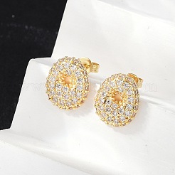 Pendientes de tuerca de circonio cúbico con micro pave de latón&nbsp;EJEW-Z091-04G-O