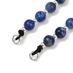 Fabrication de bracelets en cordon polyester tressé réglable avec perles rondes en lapis-lazuli naturel&nbsp;AJEW-JB01325-01