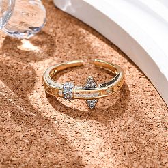 Anelli da dito con polsino in ottone micro pavé di zirconi cubici trasparenti per donna&nbsp;RJEW-C116-02G