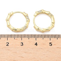 Boucles d'oreilles créoles en laiton et bambou avec micro pavé de zircons cubiques transparents&nbsp;EJEW-Z102-05G